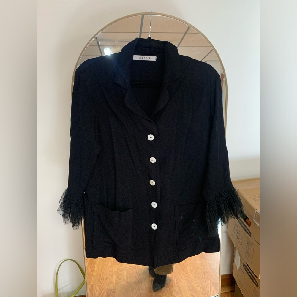 SLEEPER Black Pierrot Party Pajama Top XS - Picture 3 of 6